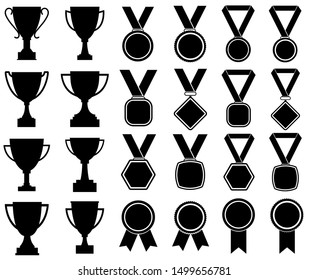 Medals and cup icons. Set of award icon. Vector illustration icon, logo isolated on white background