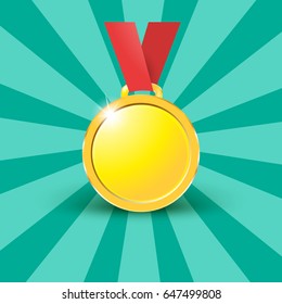 Medals gold copper on a red ribbon isolated on white background, medal