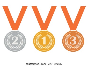 medals - gold, silver and bronze medal, vector illustration isolated on white background