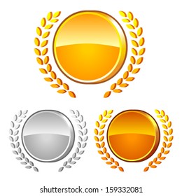 Medals and laurel wreath