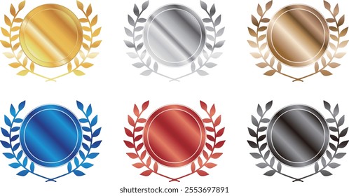 Medals and laurels in six colors