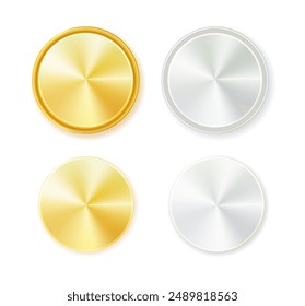 Medals logo. Round awards in gold, silver and bronze metallic colors coin. Vector