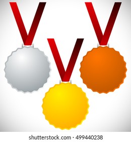Medals on neckband - Gold silver bronze medals, awards