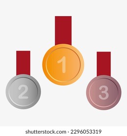 Medaillen auf weißem Hintergrund. Design der Zertifikate. Vektorgrafik.