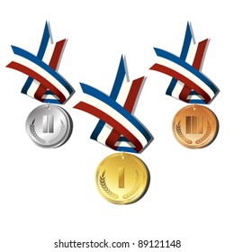 Medals over white background