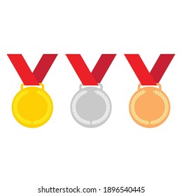 medals with red ribbon icon vector