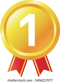 Medals with Ribbon.Gold medal with  ribbon,