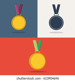Medals. A set of medals icons in different styles.