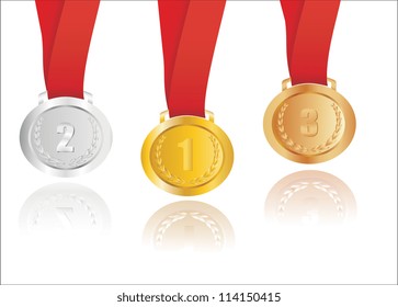  medals set isolated on a white background.