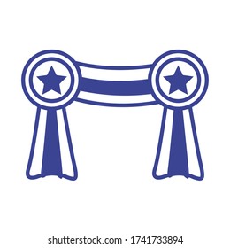 medals with stars line style vector illustration design
