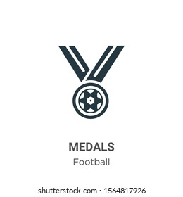 Medals vector icon on white background. Flat vector medals icon symbol sign from modern football collection for mobile concept and web apps design.