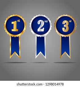 Medals win blue gold set vector Design 41

