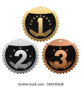 Medals for winners. Set of medals on white background.