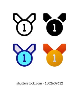 Medaly logo icon design in four style. Line, Solid, Flat Gradient and Color Line style