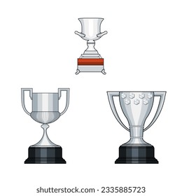 Medan, Indonesia - 07.23.2023: Vector graphic illustration of Spanish Football League Trophy, Copa Del Rey, Spanish Super Cup Trophy. Spanish Football Trophy.