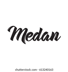 medan, text design. Vector calligraphy. Typography poster. Usable as background.
