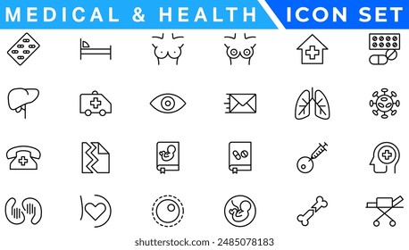 Medecine and Health flat icons. Collection health care medical sign icons