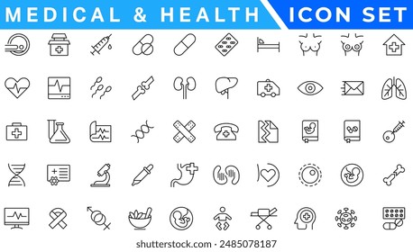 Medecine and Health flat icons. Collection health care medical sign icons