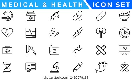 Medecine and Health flat icons. Collection health care medical sign icons