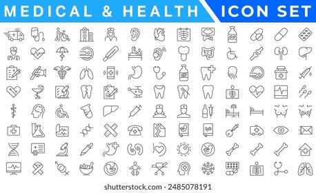 Medecine and Health flat icons. Collection health care medical sign icons