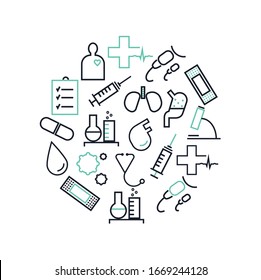 Medecine icons set in vector.