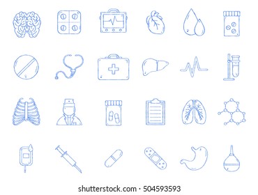 Medecine vector icons handmade style