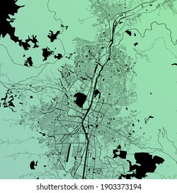 Medellin, Antioquia, Kolumbien (COL) - Urbaner Vektor-Stadtplan mit Parks, Eisenbahn und Straßen, Autobahnen, minimalistischer Stadtplan-Design-Plakat, Stadtzentrum, Innenstadt, Transitnetz, Farbverlauf-Plan