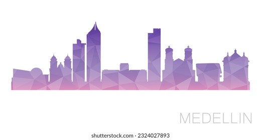 Medellin, Antioquia, Kolumbien Low Poly Skyline Clip Art City Design. Geometrisches polygonisches grafisches Horizon-Symbol. Vektorgrafik-Symbol.