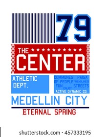 medellin city typography, t-shirt graphics, vectors