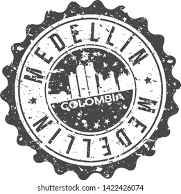 Medellin Colombia City Skyline. Silhouette City. Design Vector. Famous Monuments.