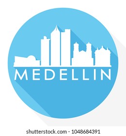 Medellin Colombia Flat Icon Skyline Silhouette Design City Vector Art Logo.