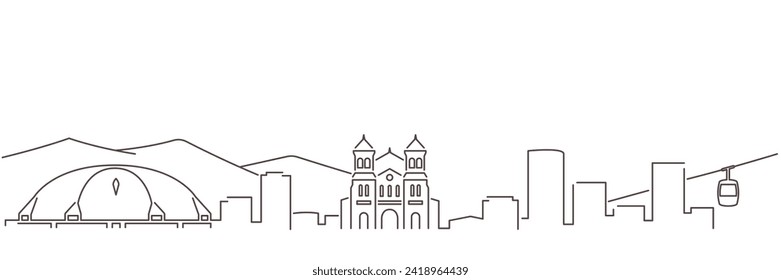 Medellin Dark Line Simple Minimalist Skyline With White Background