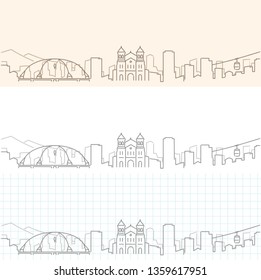 Medellin Hand Drawn Skyline