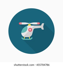 Medevac helicopter  icon , Vector flat long shadow design. 