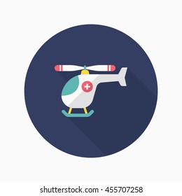 Medevac helicopter  icon , Vector flat long shadow design.