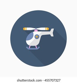 Medevac helicopter  icon , Vector flat long shadow design.