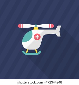 Medevac helicopter  icon , Vector flat long shadow design.