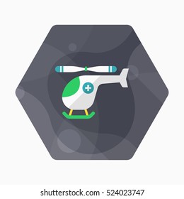 Medevac helicopter  icon , Vector flat long shadow design.