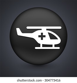 Medevac Helicopter on Black Round Button