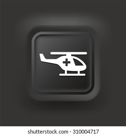 Medevac Helicopter on Black Square Button