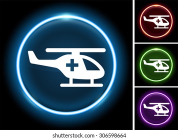 Medevac Helicopter on Glow Round Button