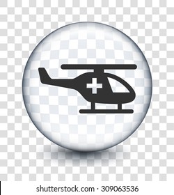 Medevac Helicopter on Transparent Round Button