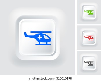 Medevac Helicopter on White Square Button