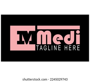 MEDI text vector and simple pink square, for company logo design.