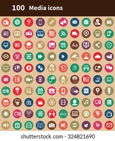 media 100 icons universal set for web and mobile
