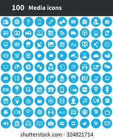 media 100 icons universal set for web and mobile
