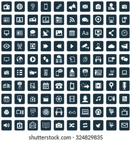 media 100 icons universal set for web and mobile
