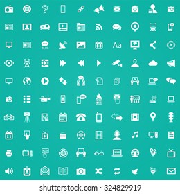media 100 icons universal set for web and mobile
