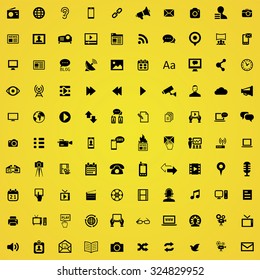 media 100 icons universal set for web and mobile
