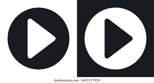 Media Activation and Play Button Icons. Video Start and Audio Player Symbols.